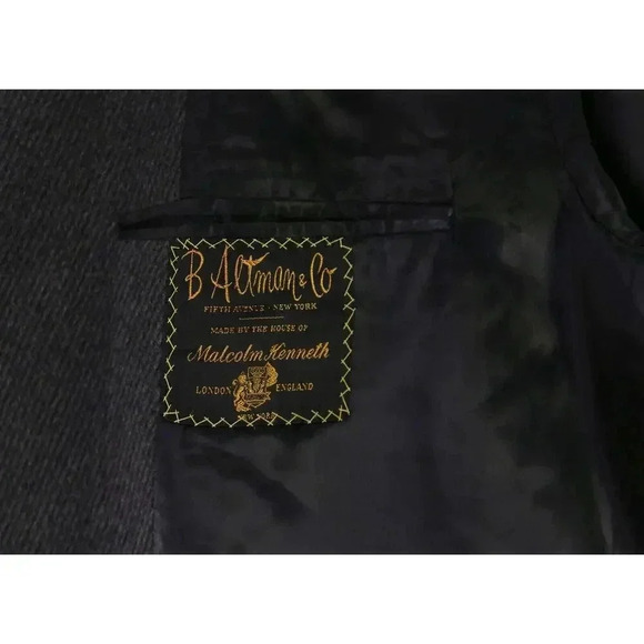 Malcolm Kenneth x B. Altman Kittens Ear Velour Wool Gray/Black Wool Overcoat 41L - Picture 8 of 10